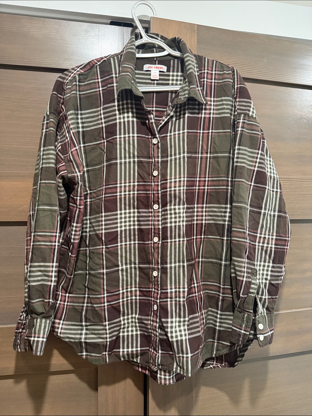 Joe Fresh Olive & Burgundy Plaid Button-Down Shirt